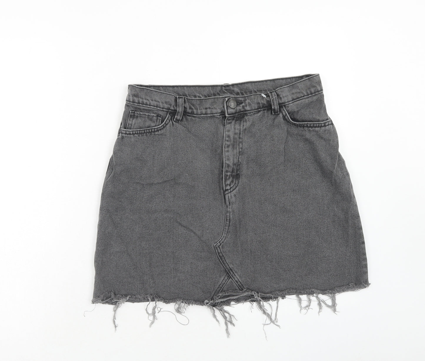 Monki Womens Grey Cotton Maxi Skirt Size 14 Zip