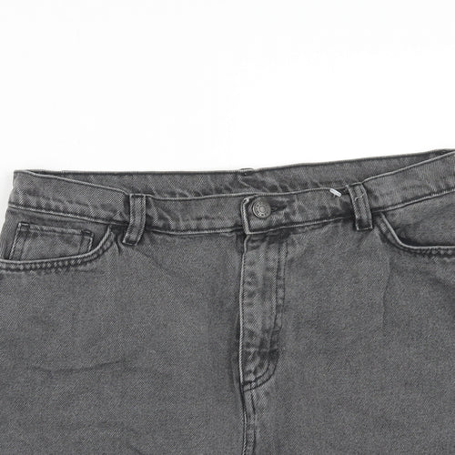 Monki Womens Grey Cotton Maxi Skirt Size 14 Zip