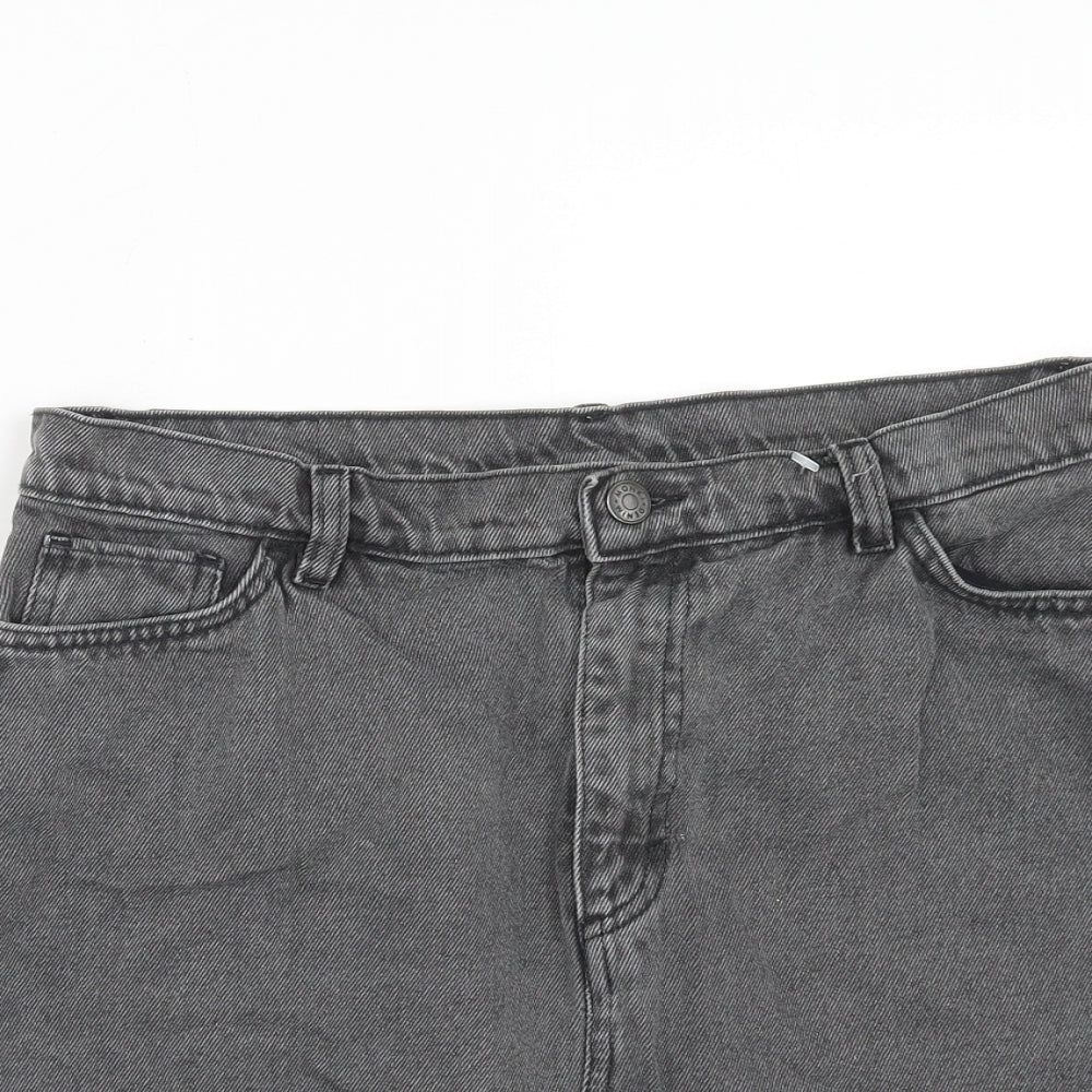 Monki Womens Grey Cotton Maxi Skirt Size 14 Zip