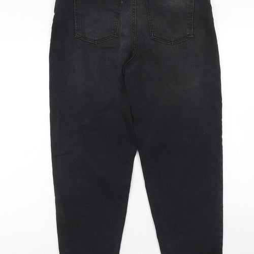 George Womens Black Cotton Straight Jeans Size 16 Regular Zip