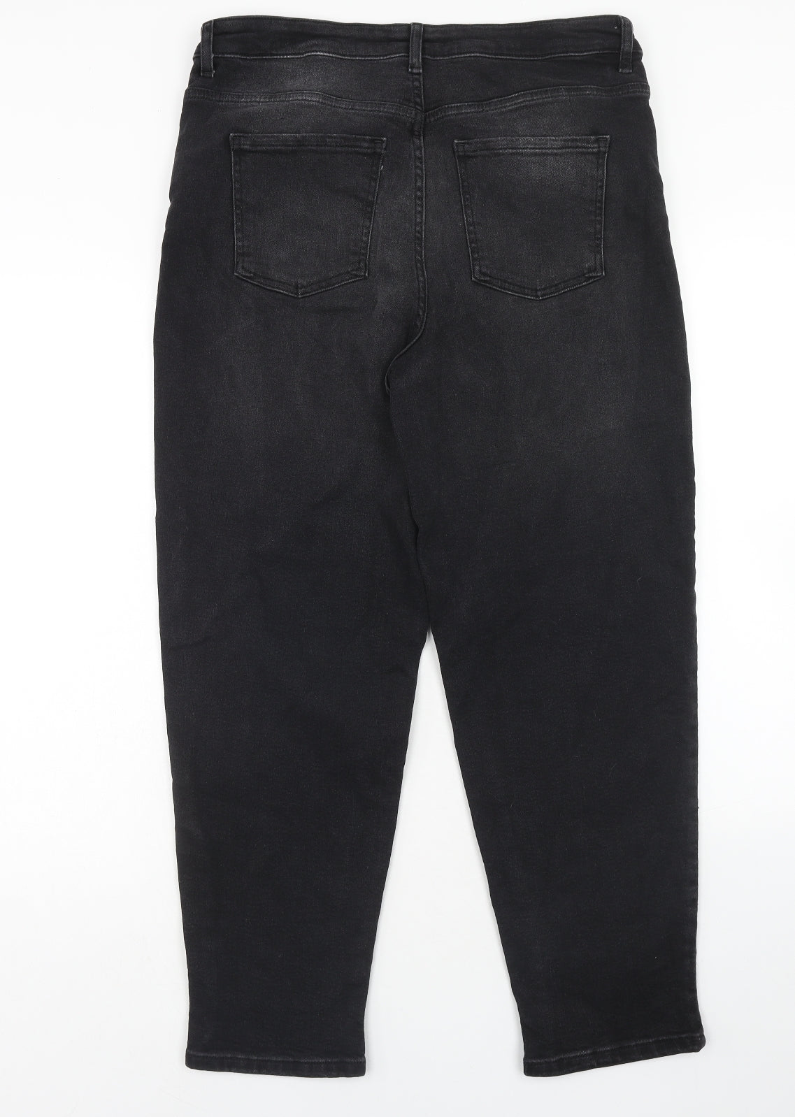 George Womens Black Cotton Straight Jeans Size 16 Regular Zip