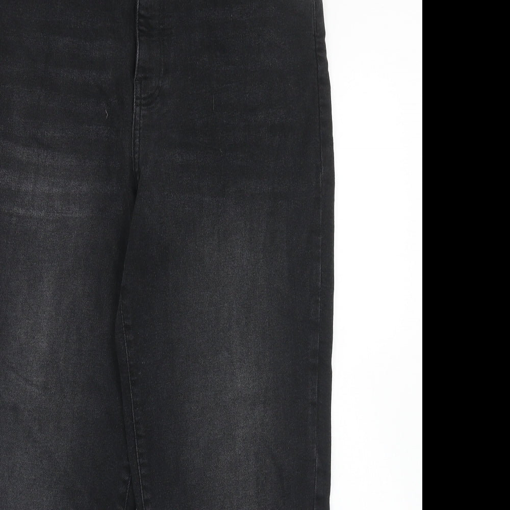 George Womens Black Cotton Straight Jeans Size 16 Regular Zip