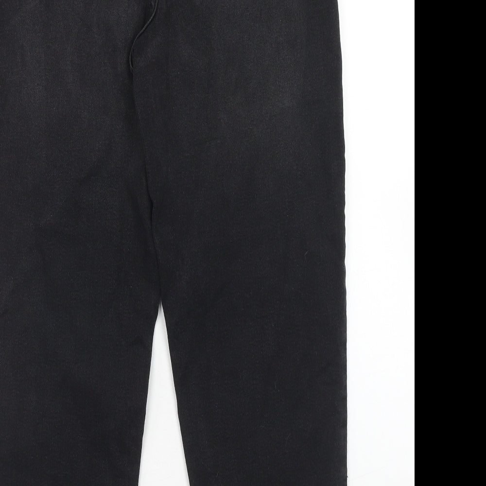 George Womens Black Cotton Straight Jeans Size 16 Regular Zip