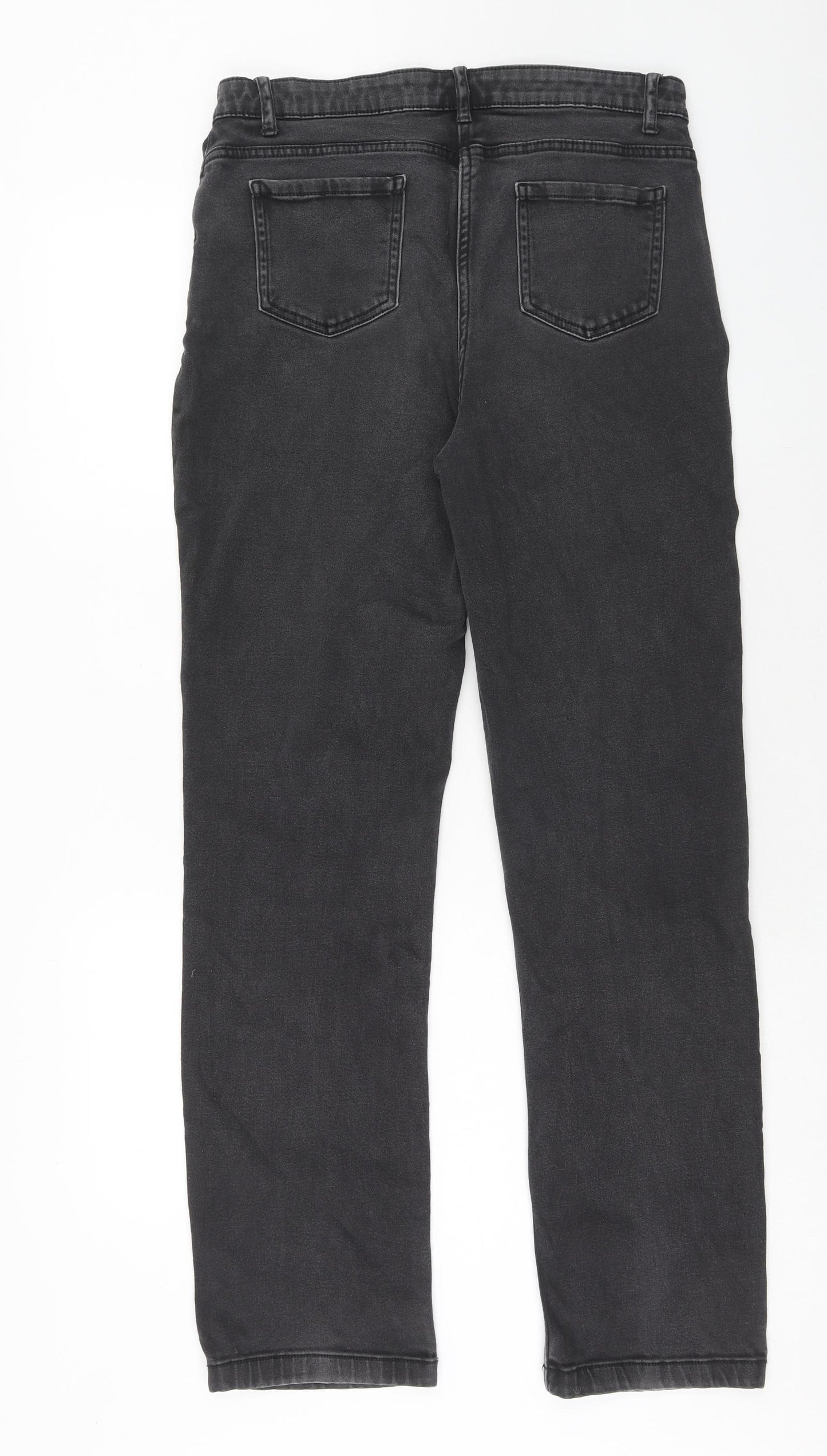 Marks and Spencer Womens Grey Cotton Straight Jeans Size 14 Regular Zip