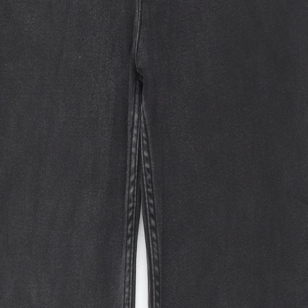 Marks and Spencer Womens Grey Cotton Straight Jeans Size 14 Regular Zip