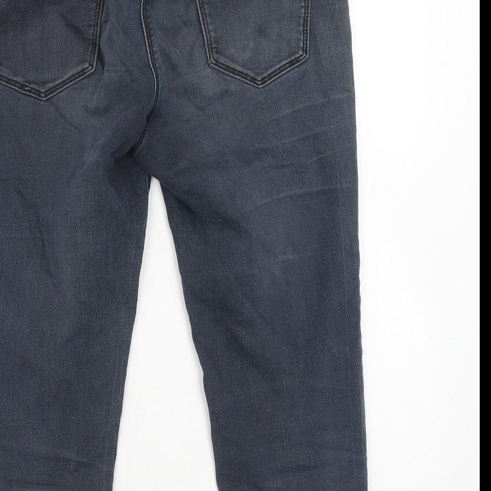 F&F Womens Blue Cotton Cropped Jeans Size 10 Regular Zip