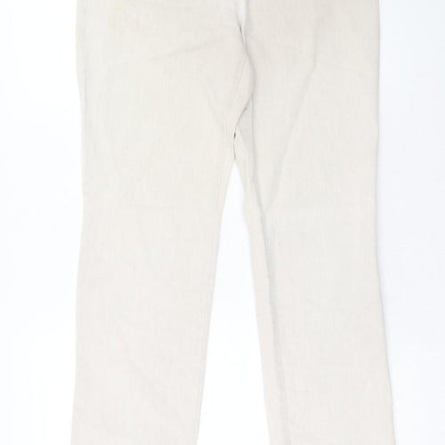 Gerry Weber Womens Beige Cotton Straight Jeans Size 12 Regular Zip