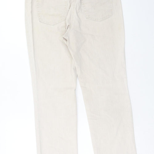 Gerry Weber Womens Beige Cotton Straight Jeans Size 12 Regular Zip