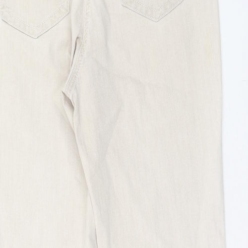 Gerry Weber Womens Beige Cotton Straight Jeans Size 12 Regular Zip