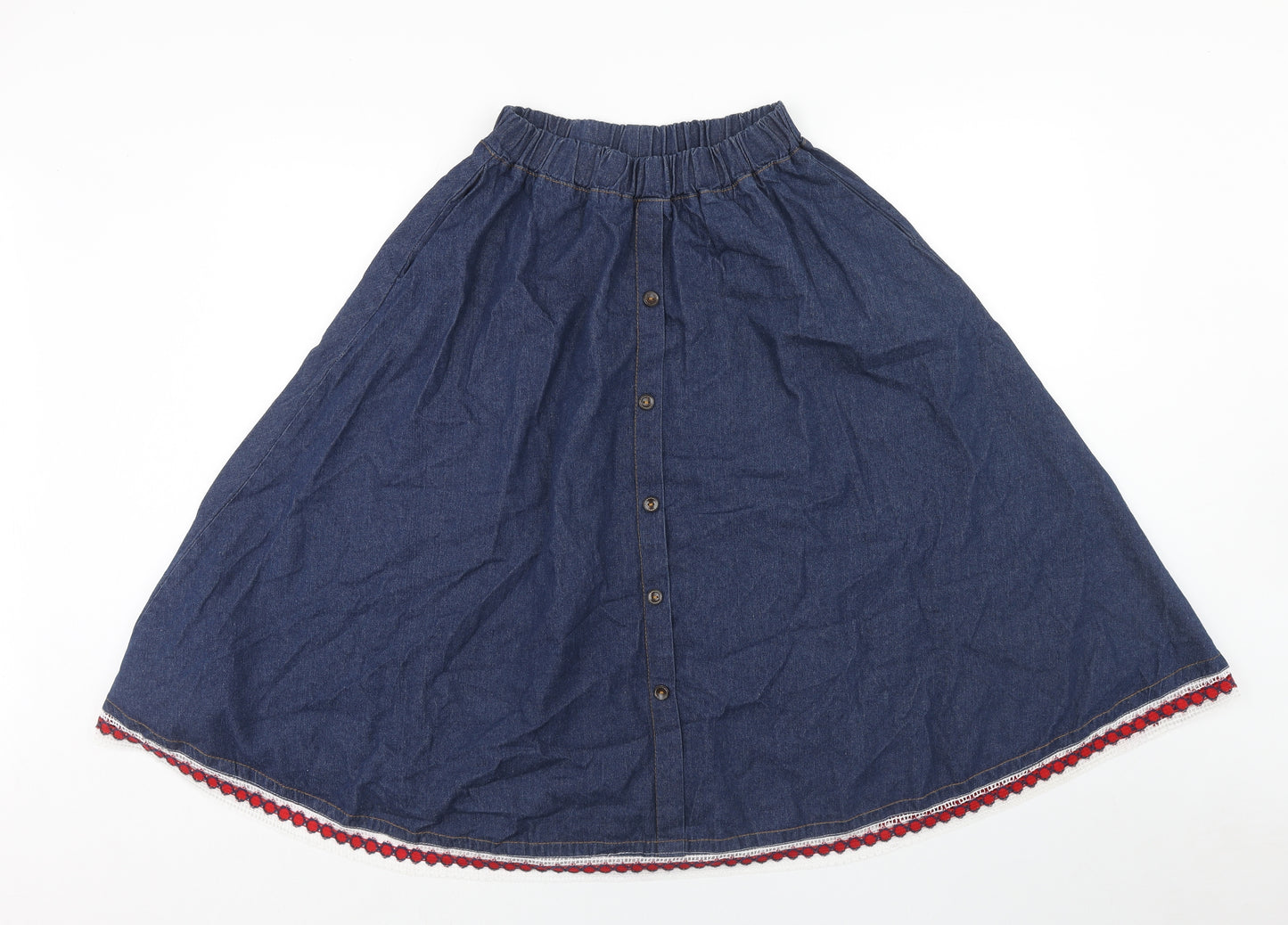 Preworn Womens Blue Cotton Swing Skirt Size L