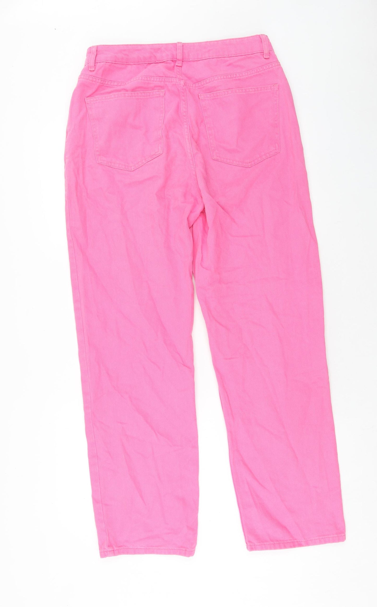 Denim & Co. Womens Pink Cotton Mom Jeans Size 14 Regular Zip