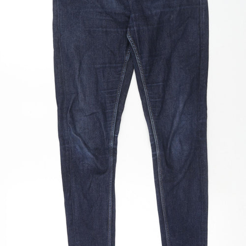 Marks and Spencer Womens Blue Cotton Skinny Jeans Size 10 Regular Zip