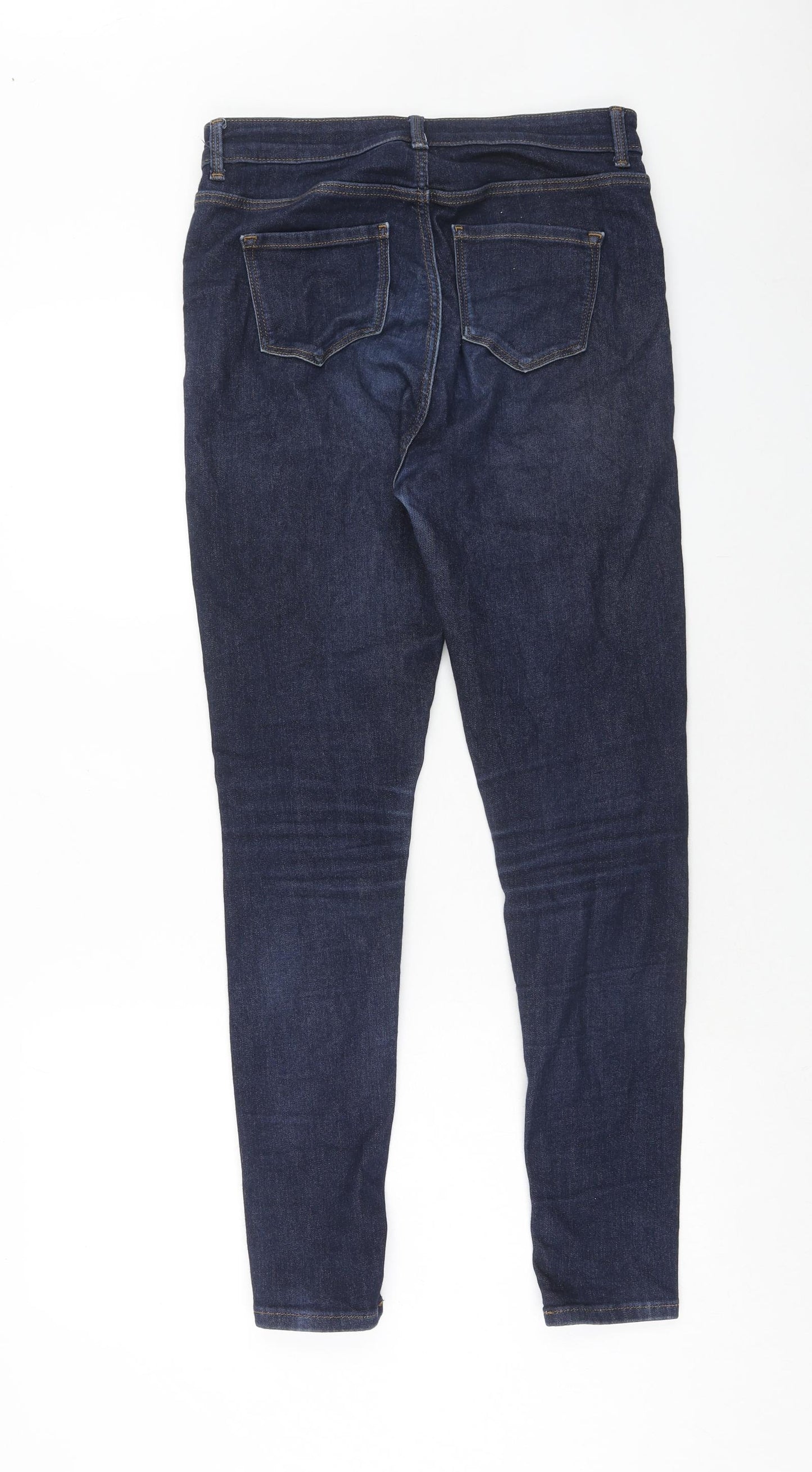 Marks and Spencer Womens Blue Cotton Skinny Jeans Size 10 Regular Zip