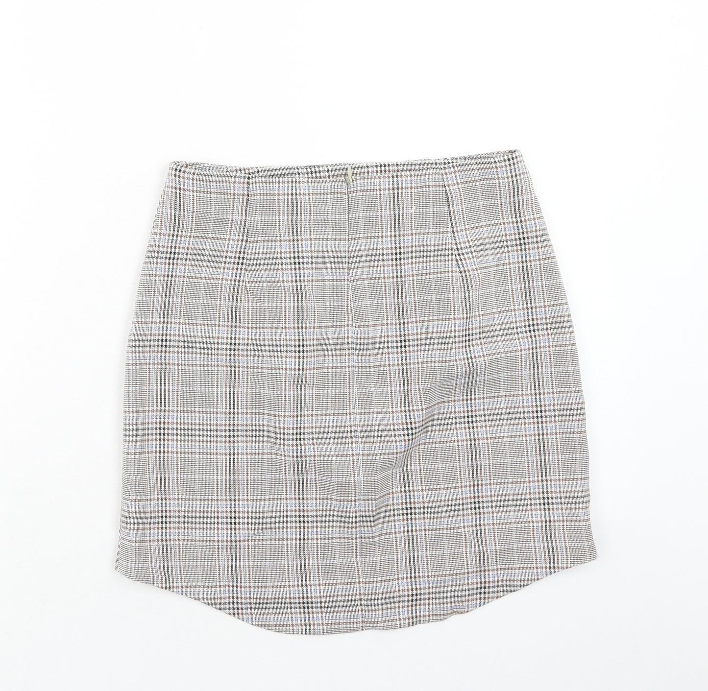 Zara Womens Brown Plaid Polyester Straight & Pencil Skirt Size S Zip