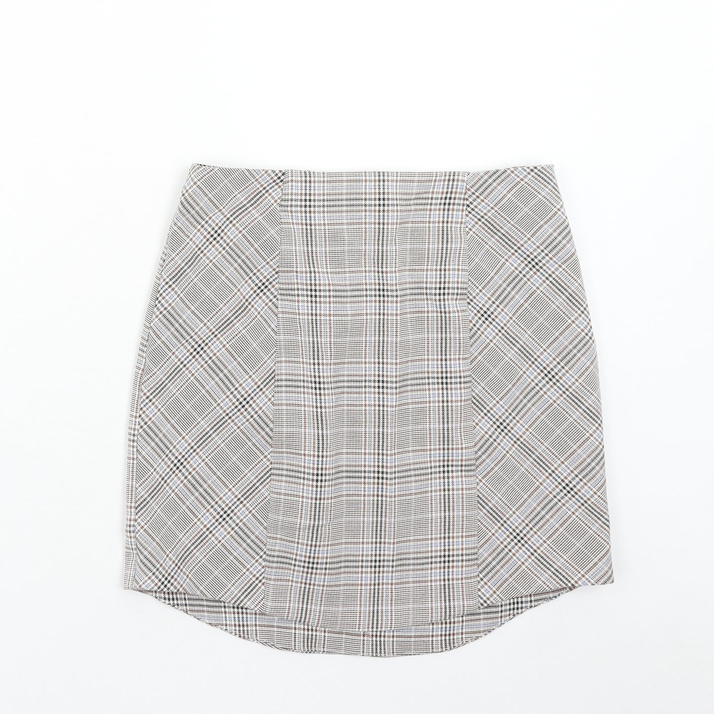 Zara Womens Brown Plaid Polyester Straight & Pencil Skirt Size S Zip