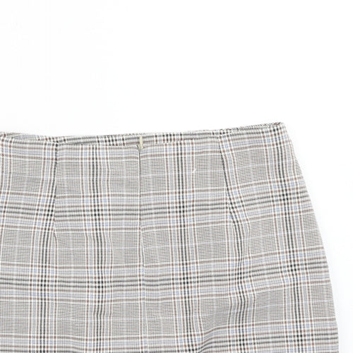 Zara Womens Brown Plaid Polyester Straight & Pencil Skirt Size S Zip