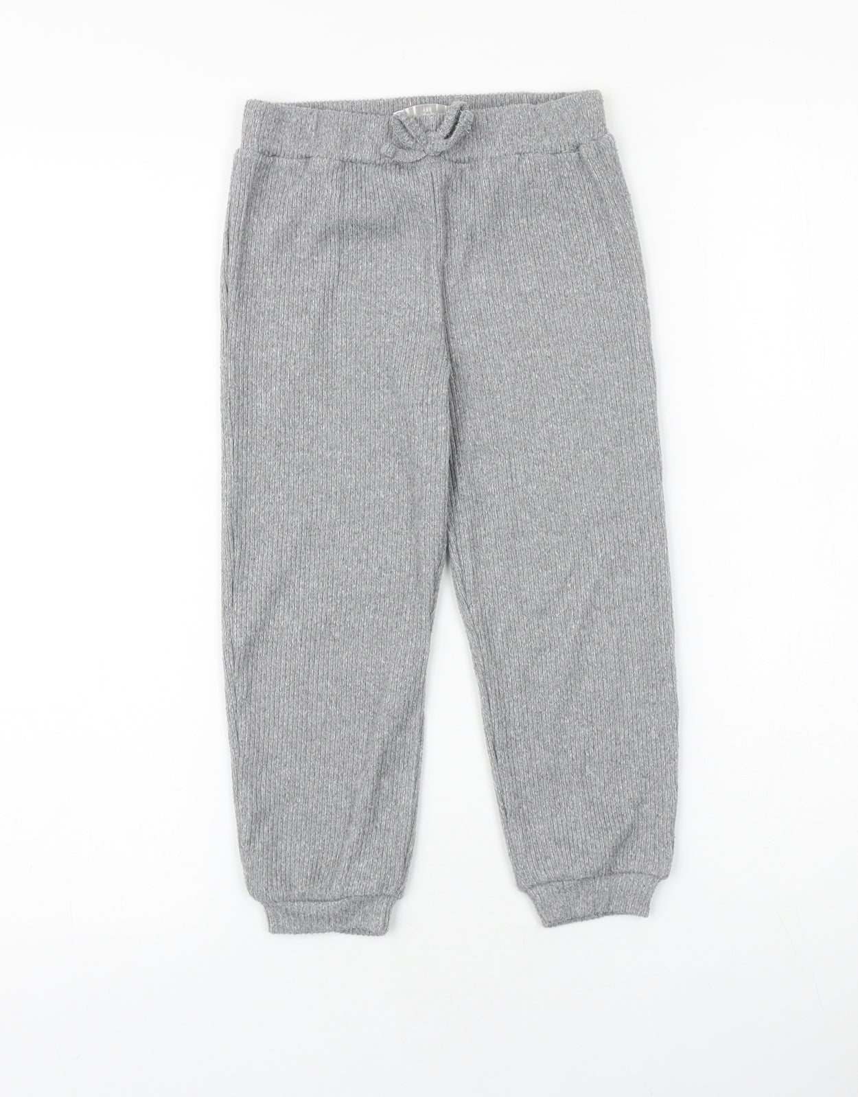 Jeff&co Boys Grey 100% Cotton Jogger Trousers Size 4-5 Years Regular Tie