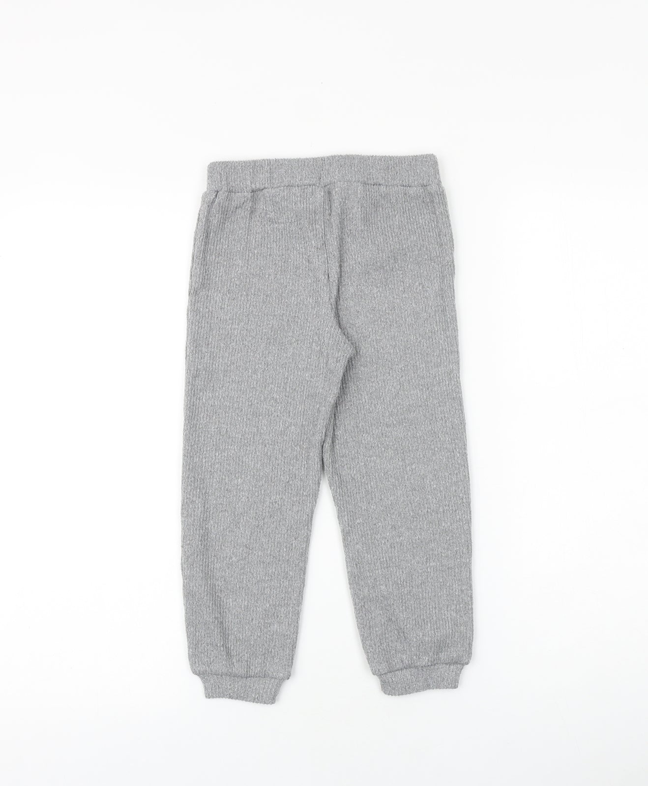 Jeff&co Boys Grey 100% Cotton Jogger Trousers Size 4-5 Years Regular Tie