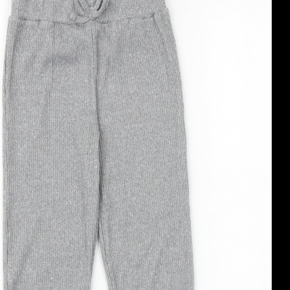 Jeff&co Boys Grey 100% Cotton Jogger Trousers Size 4-5 Years Regular Tie