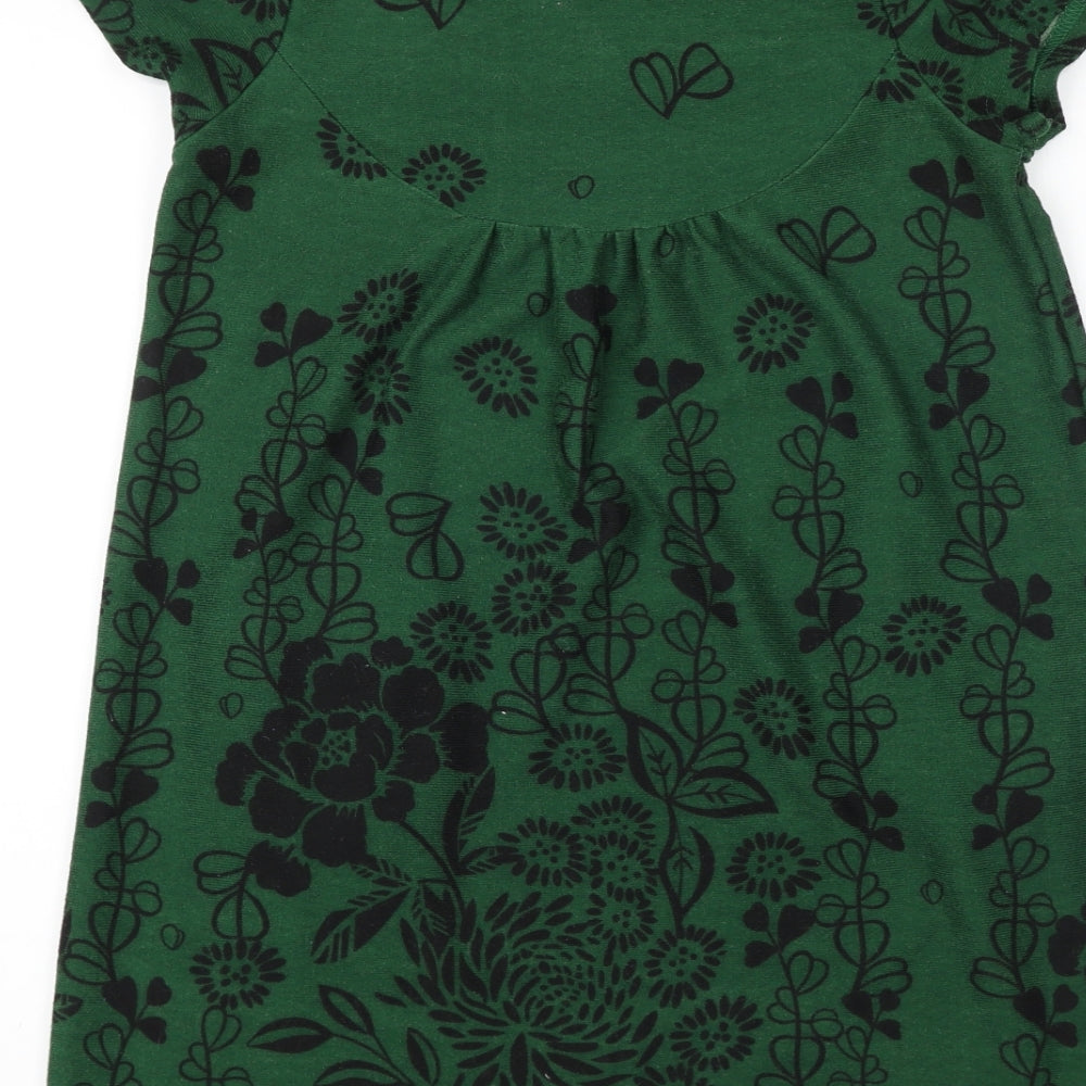 Apricot Womens Green Geometric 100% Cotton Basic T-Shirt Size L Round Neck