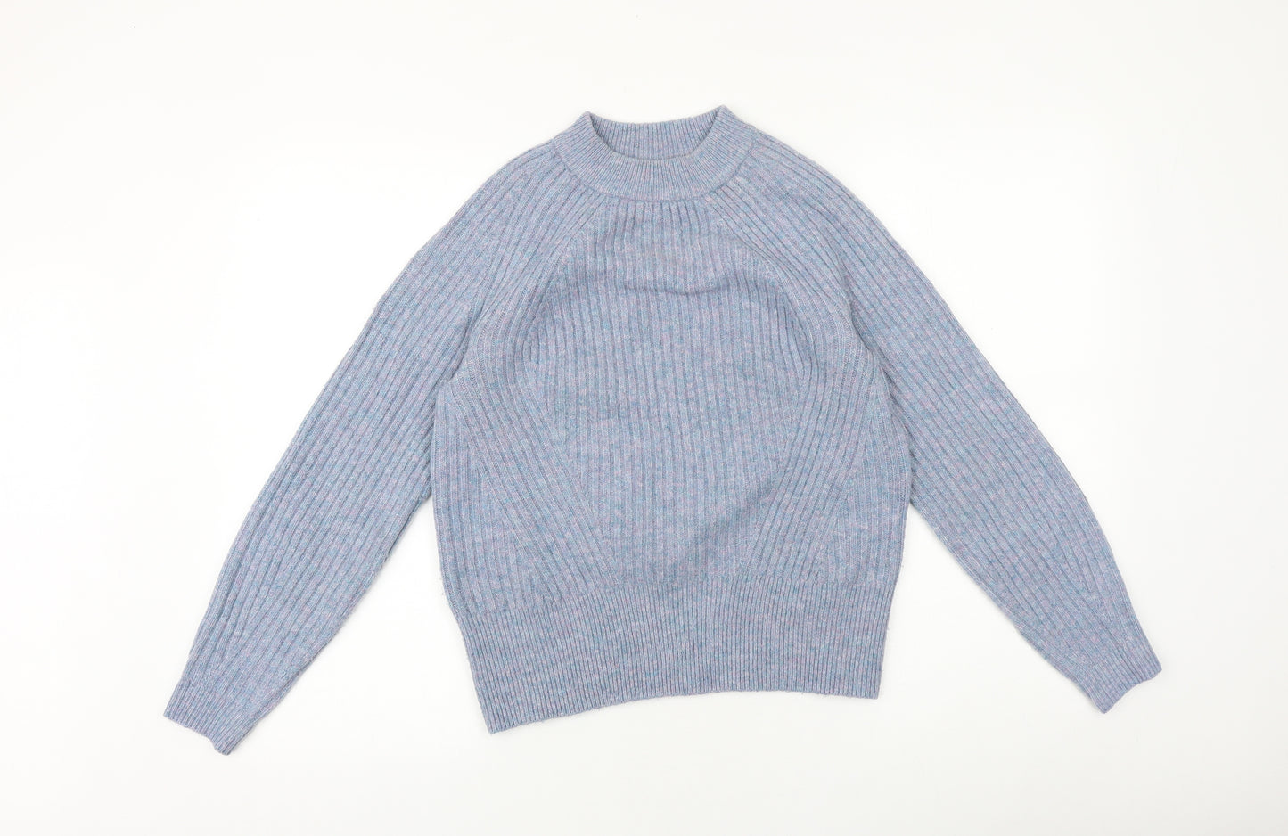 Marks and Spencer Womens Black Mock Neck 100% Merino Wool Pullover Jumper Size XS