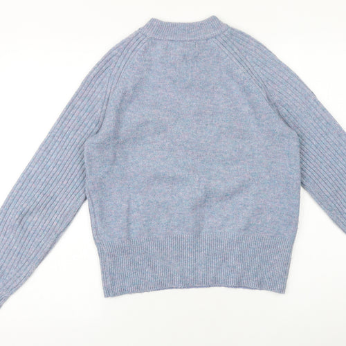Marks and Spencer Womens Black Mock Neck 100% Merino Wool Pullover Jumper Size XS