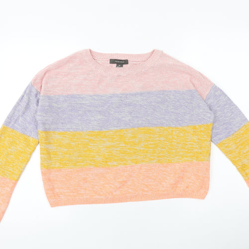 Primark Womens Multicoloured Round Neck Striped Acrylic Pullover Jumper Size XS