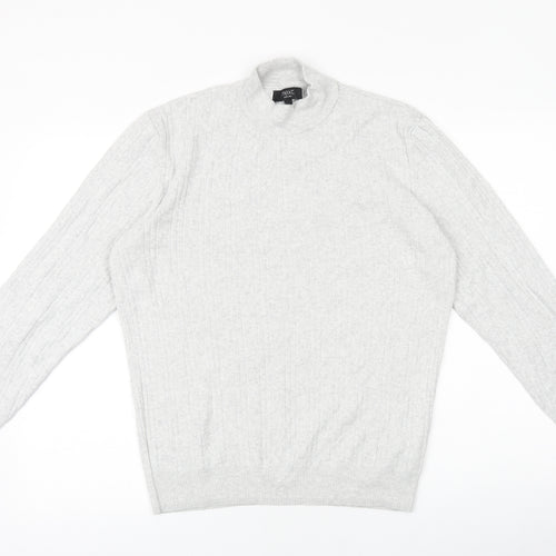 NEXT Womens Grey Mock Neck 100% Cotton Pullover Jumper Size M