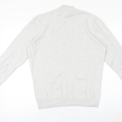 NEXT Womens Grey Mock Neck 100% Cotton Pullover Jumper Size M