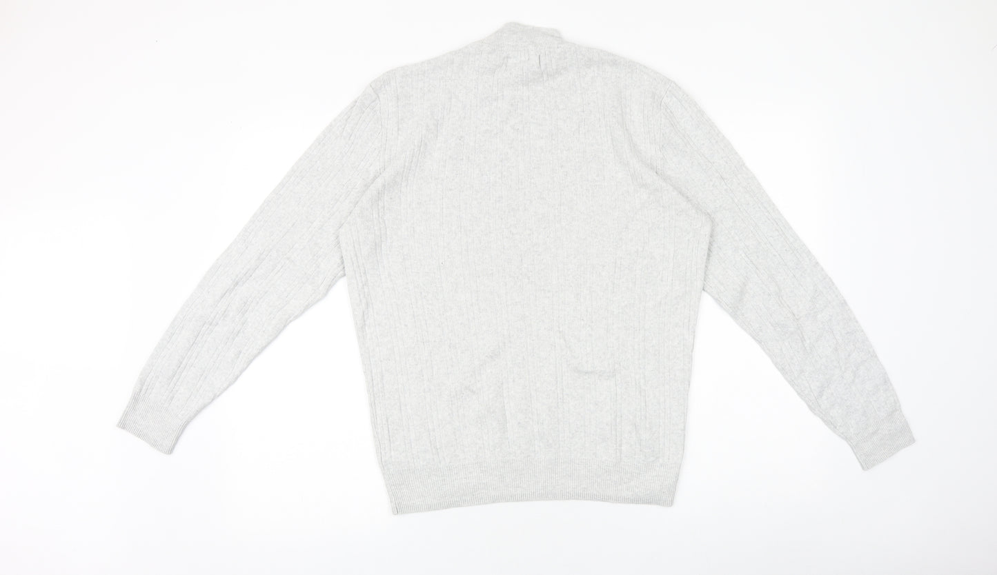NEXT Womens Grey Mock Neck 100% Cotton Pullover Jumper Size M