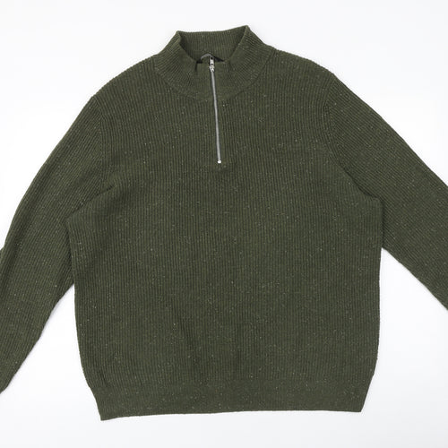 George Mens Green High Neck Acrylic Pullover Jumper Size XL Long Sleeve