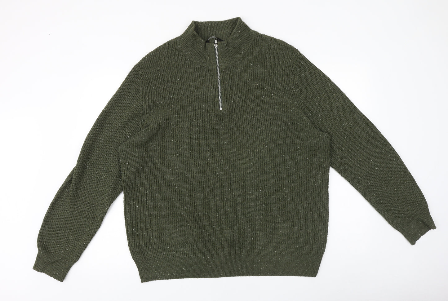 George Mens Green High Neck Acrylic Pullover Jumper Size XL Long Sleeve