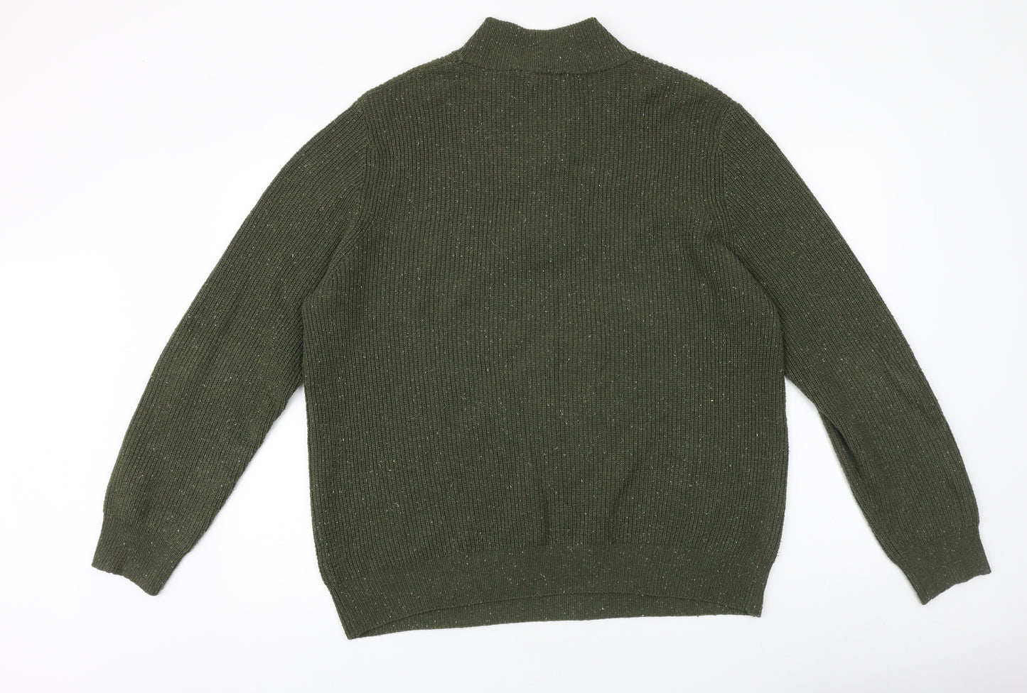 George Mens Green High Neck Acrylic Pullover Jumper Size XL Long Sleeve