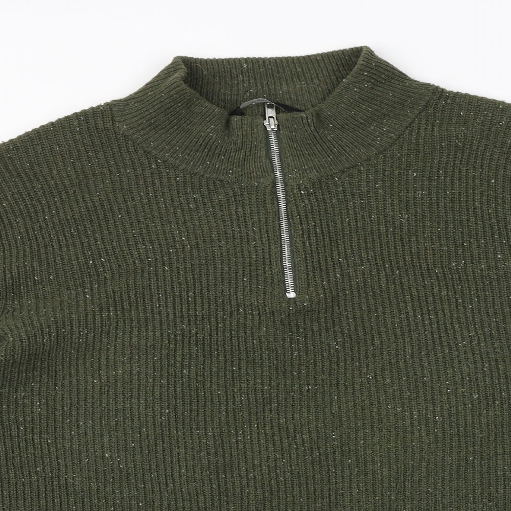 George Mens Green High Neck Acrylic Pullover Jumper Size XL Long Sleeve