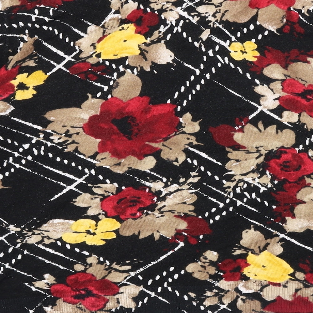 Karen Scott Womens Black Round Neck Floral 100% Cotton Cardigan Jumper Size L