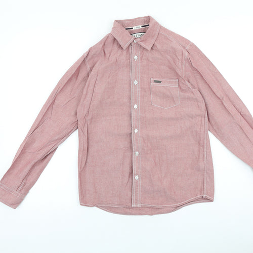 J Jeans Boys Red 100% Cotton Basic Button-Up Size 13 Years Collared Button