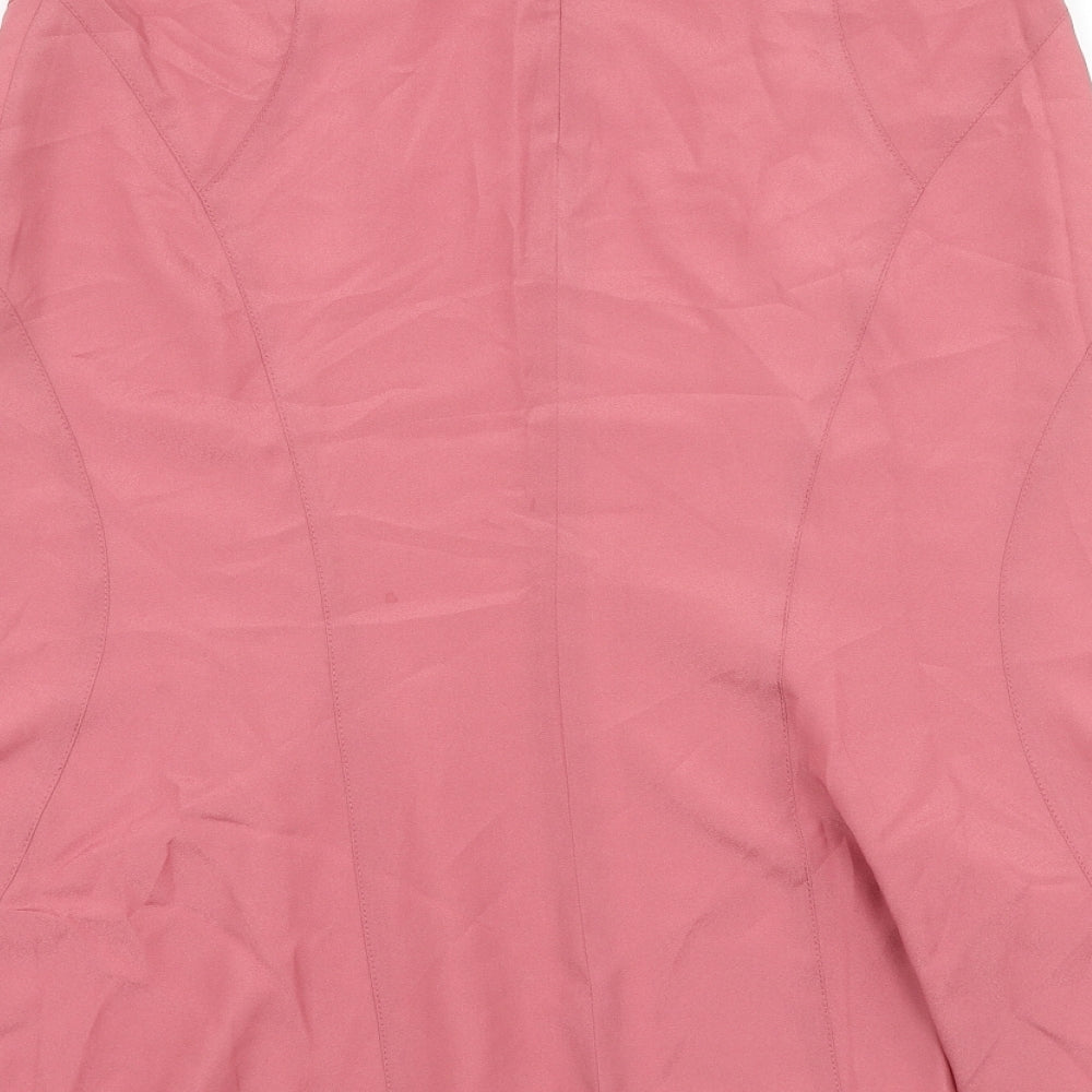 Preworn Womens Pink Polyester Trumpet Skirt Size 12 Zip