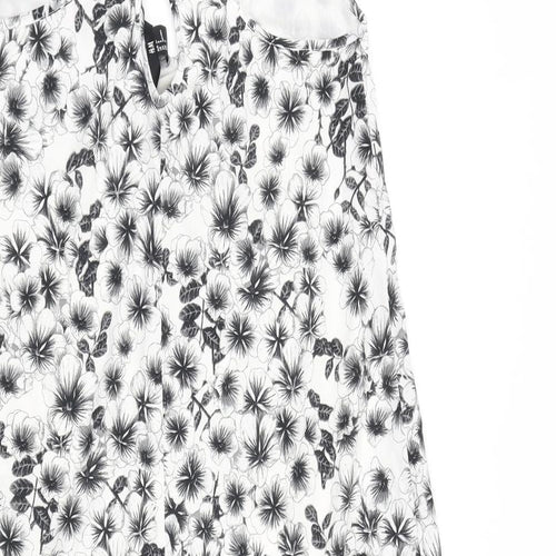 H&M Womens Black Floral Viscose Tank Dress Size 10 Scoop Neck Pullover