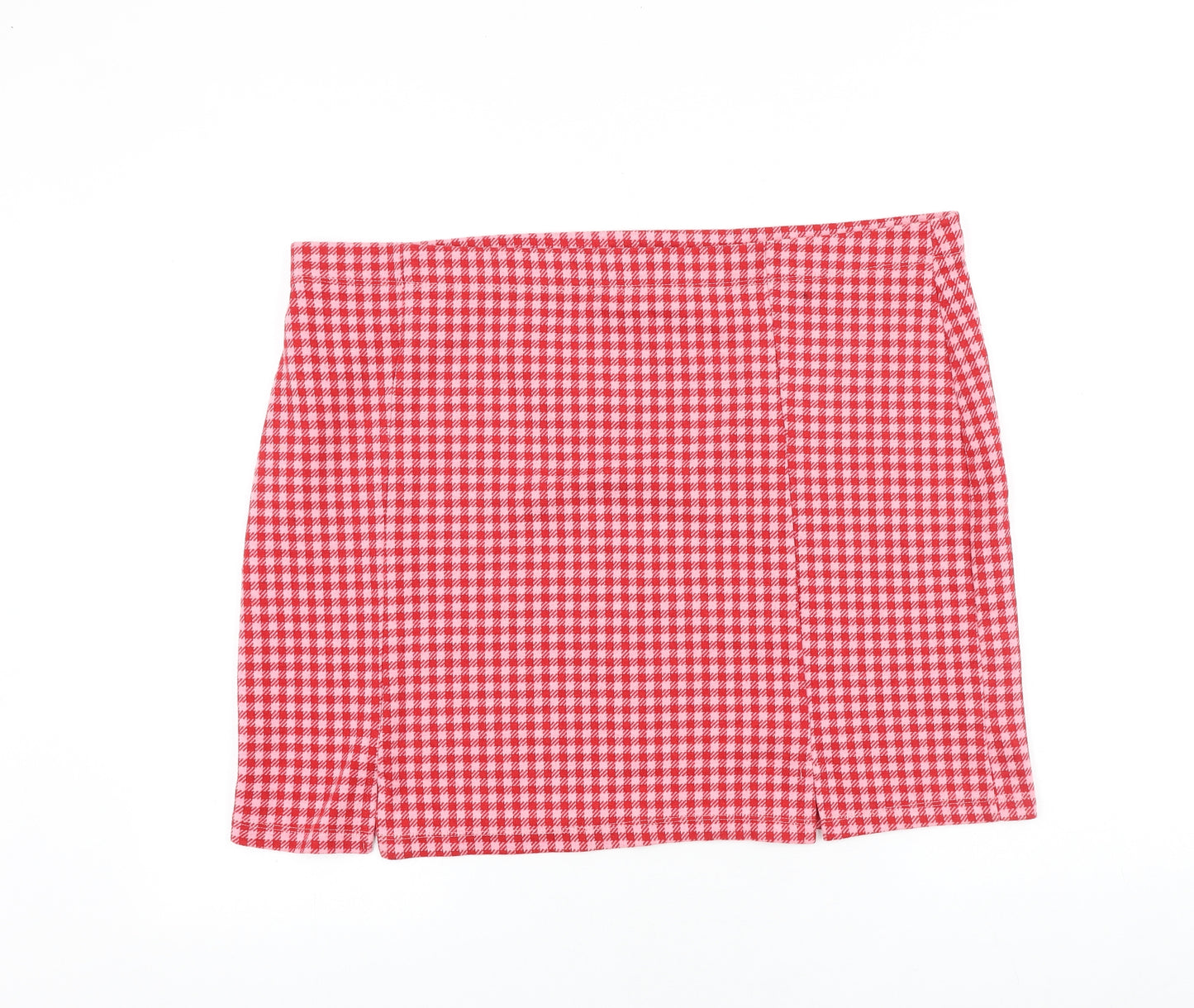 Primark Womens Pink Check Cotton Mini Skirt Size 2XL