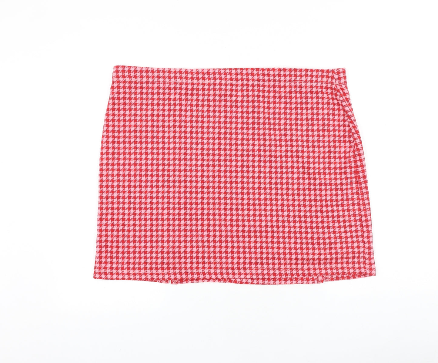 Primark Womens Pink Check Cotton Mini Skirt Size 2XL