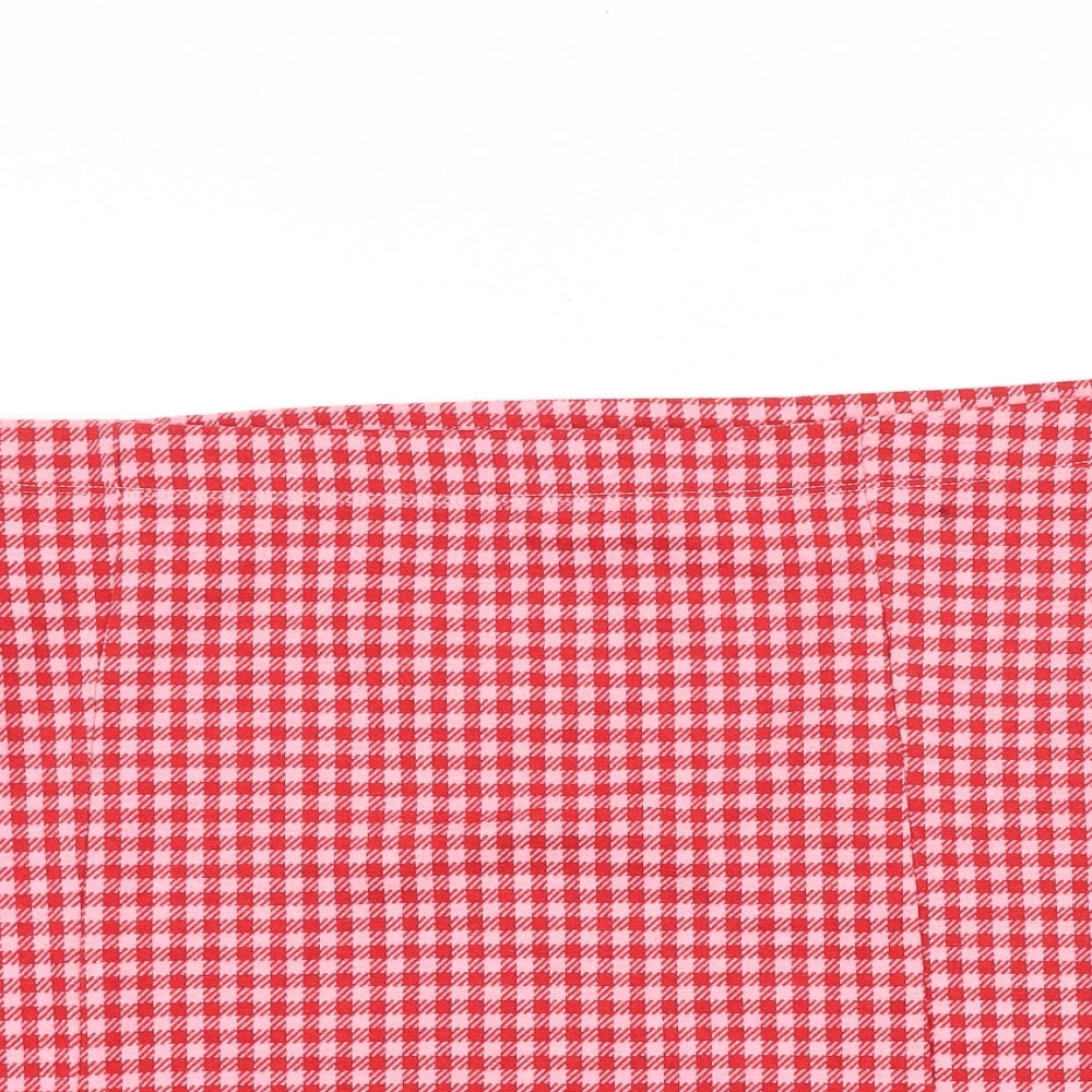 Primark Womens Pink Check Cotton Mini Skirt Size 2XL