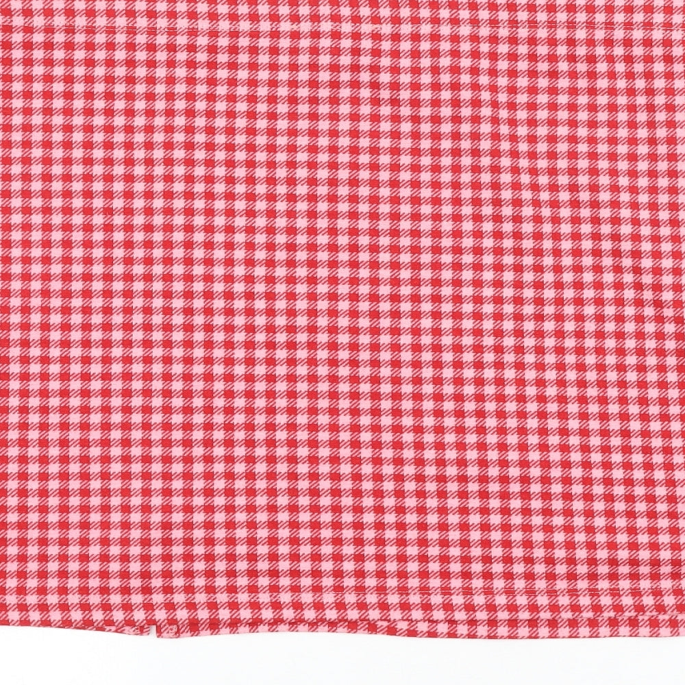 Primark Womens Pink Check Cotton Mini Skirt Size 2XL