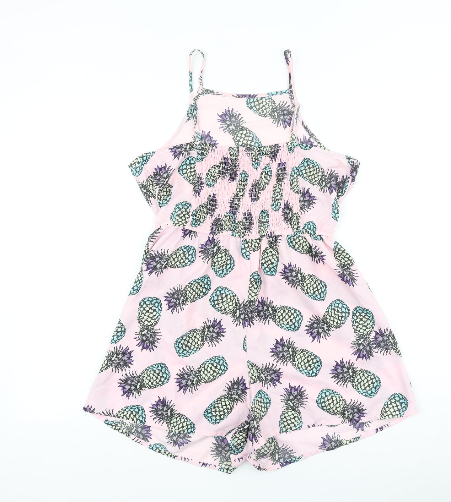 Primark Womens Pink Geometric Viscose Playsuit One-Piece Size 10 Pullover - Pineapple