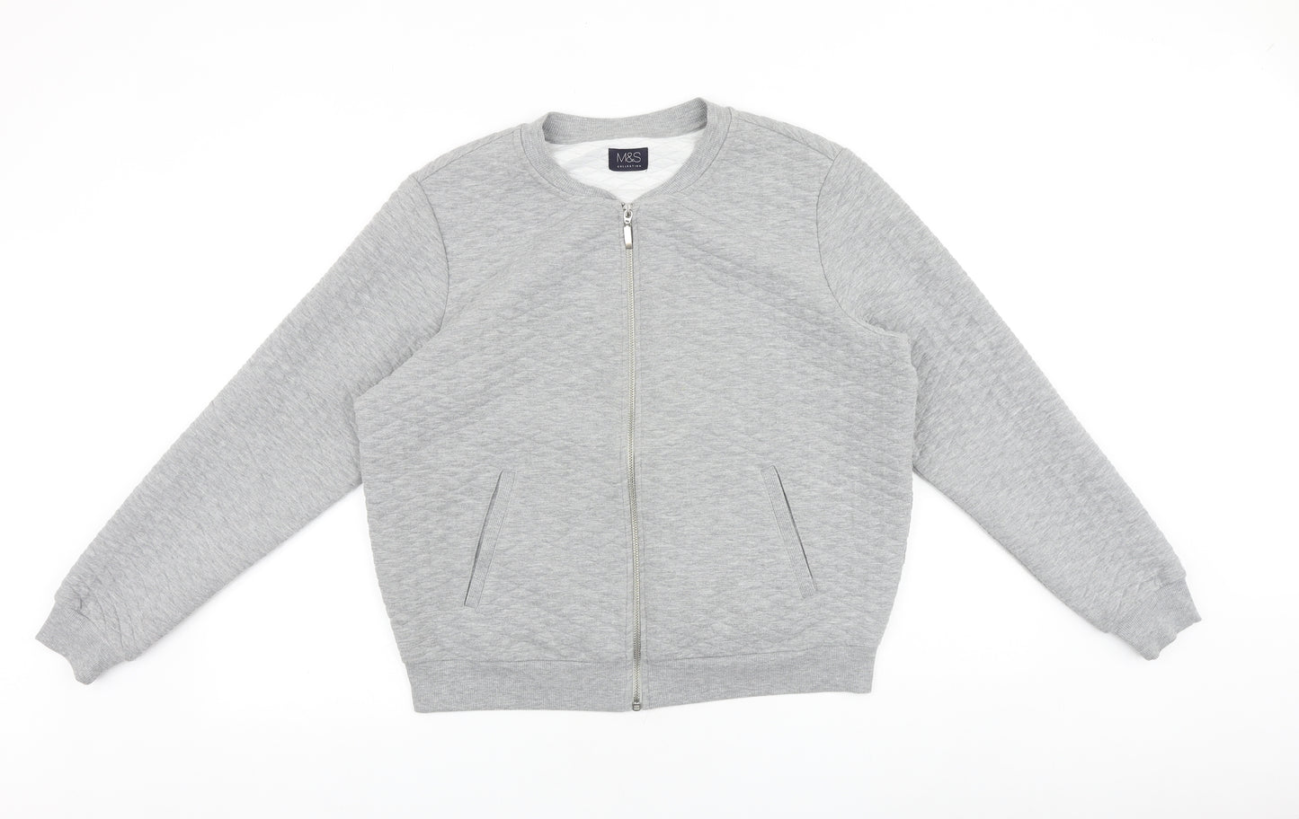 Marks and Spencer Womens Grey Acetate Full Zip Sweatshirt Size 16 Zip