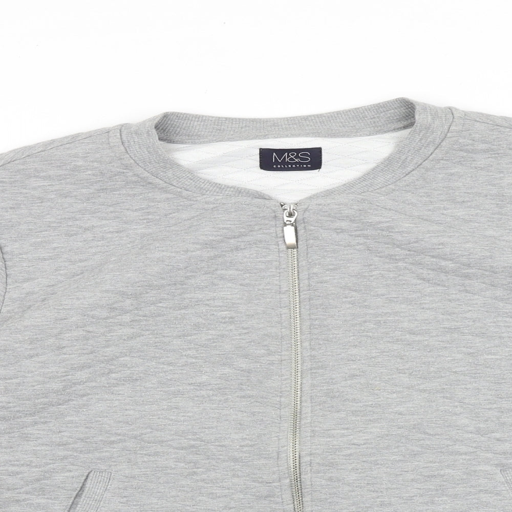 Marks and Spencer Womens Grey Acetate Full Zip Sweatshirt Size 16 Zip