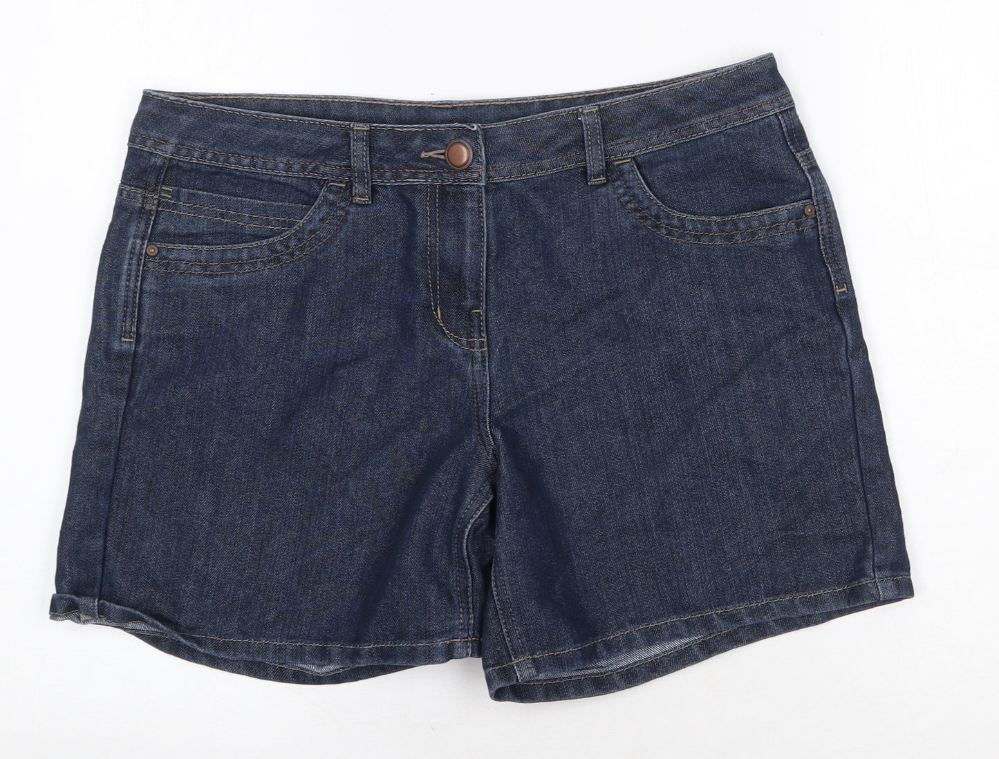 George Womens Blue Cotton Mom Shorts Size 12 Regular Zip