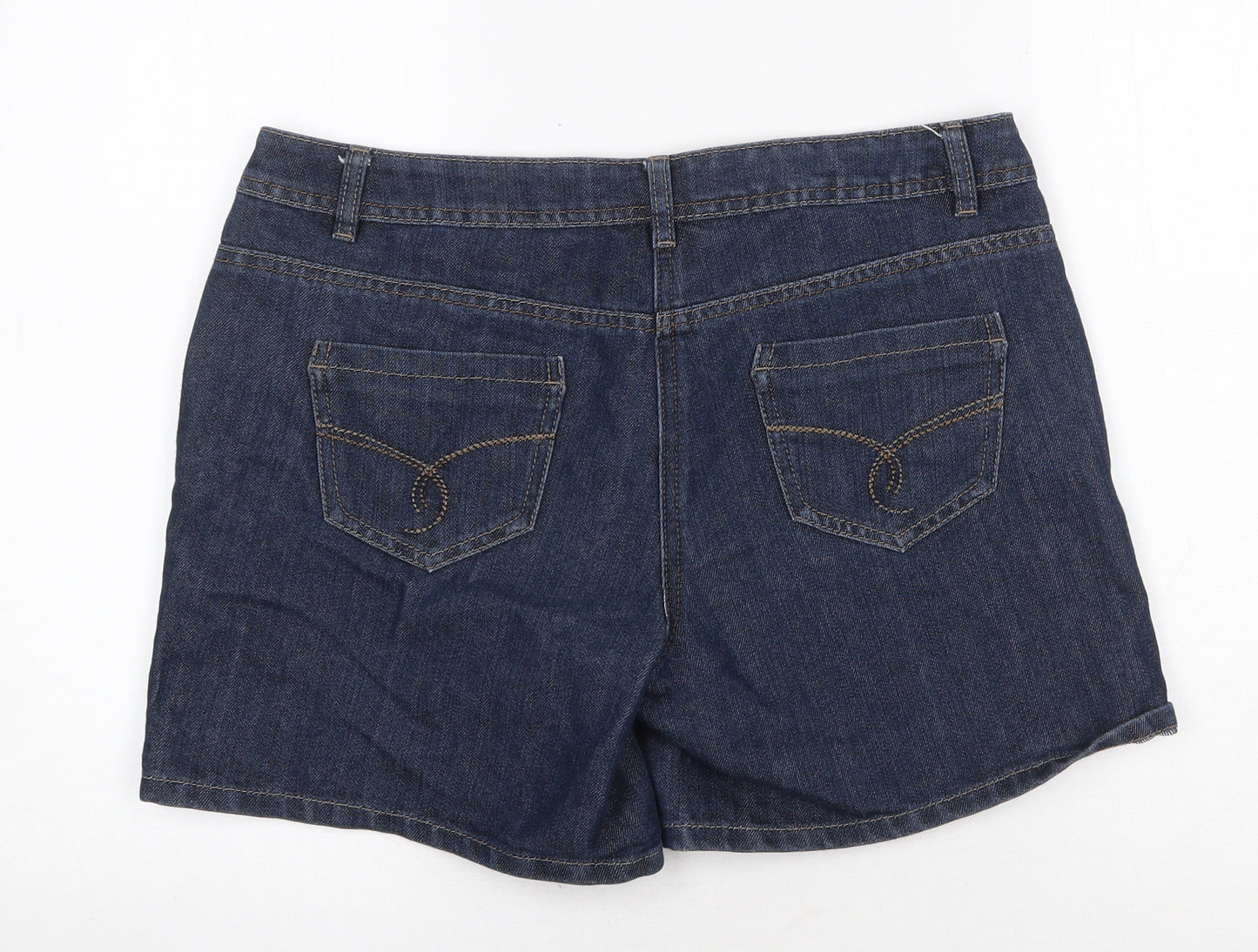 George Womens Blue Cotton Mom Shorts Size 12 Regular Zip
