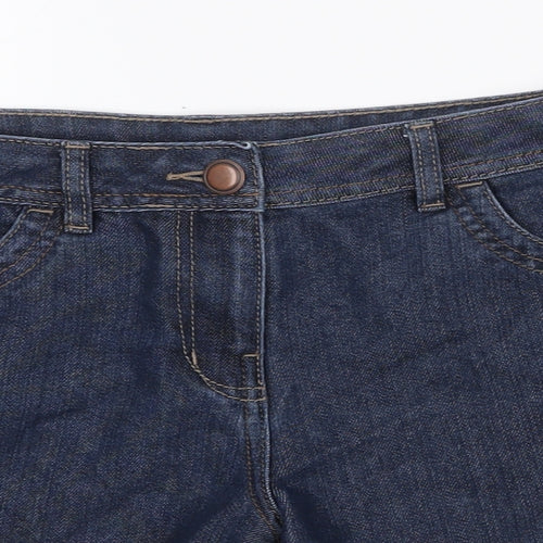 George Womens Blue Cotton Mom Shorts Size 12 Regular Zip