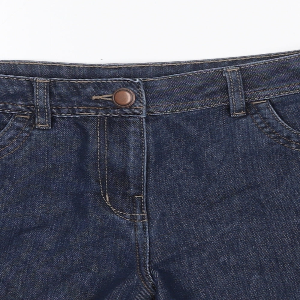 George Womens Blue Cotton Mom Shorts Size 12 Regular Zip