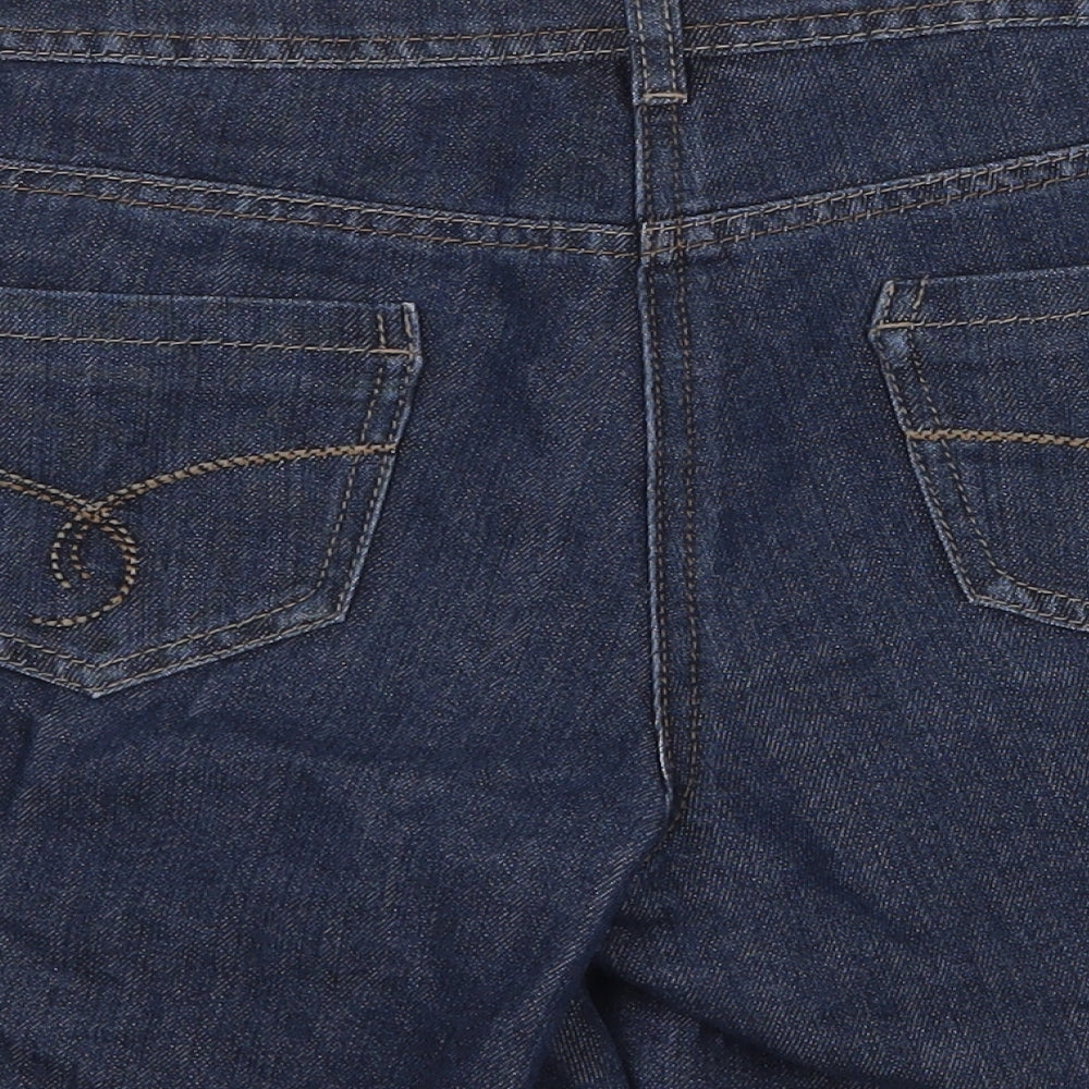 George Womens Blue Cotton Mom Shorts Size 12 Regular Zip